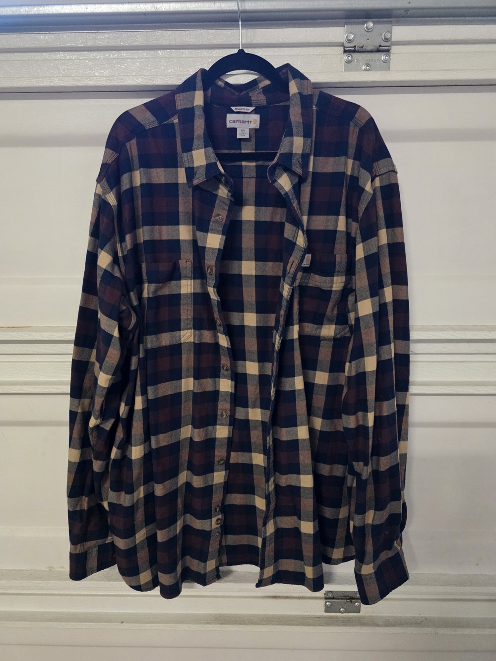 Carhartt Men's Plaid Flannel Shirt Jacket in Brown and Cream